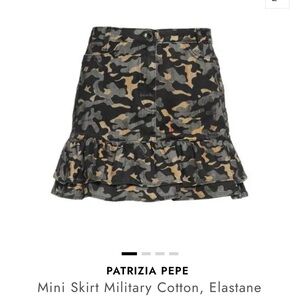 Patrizia Pepe Camouflage Ruffle-Hem Mini Skirt - Black, Olive, Tan